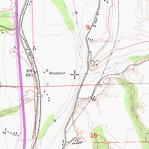 Topographic Map of Huerhuero Creek, CA