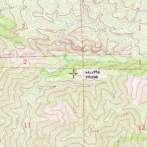 Topographic Map of Huffs Hole, CA