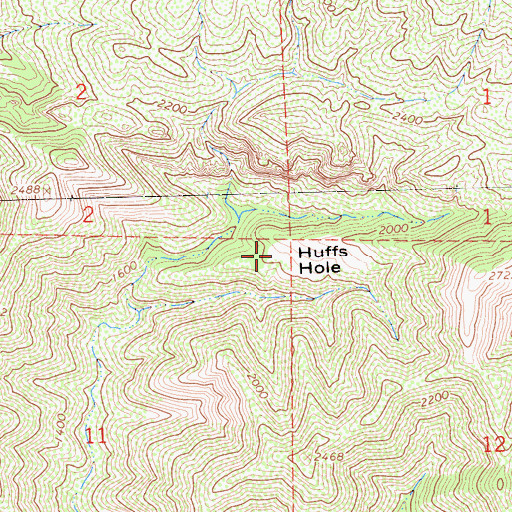 Topographic Map of Huffs Hole, CA