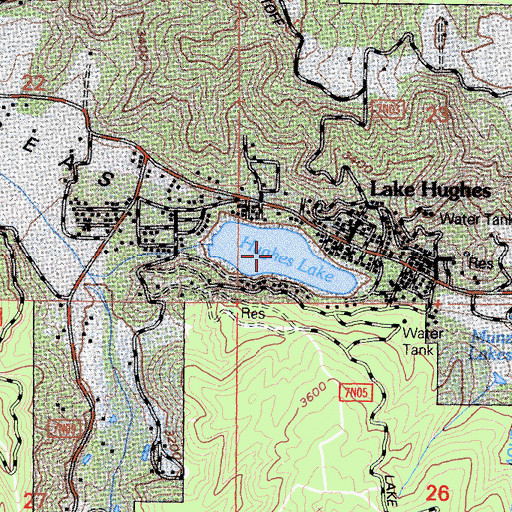 Topographic Map of Hughes Lake, CA