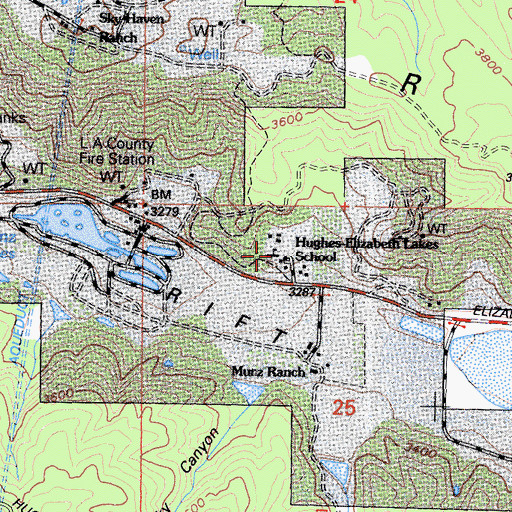 Topographic Map of Hughes - Elizabeth Lake School, CA