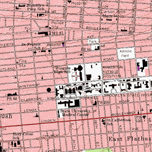 Topographic Map of Wingate Park, NY