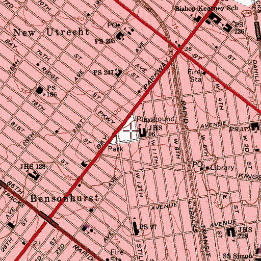 Topographic Map of Seth Low Playground, NY