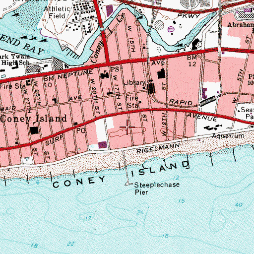 Topographic Map of KeySpan Park, NY