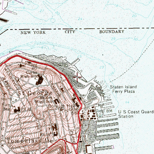 Topographic Map of Richmond County Bank Ballpark at Saint George, NY