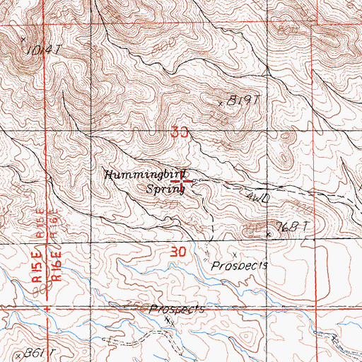 Topographic Map of Hummingbird Spring, CA