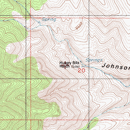 Topographic Map of Hungry Bills Ranch, CA