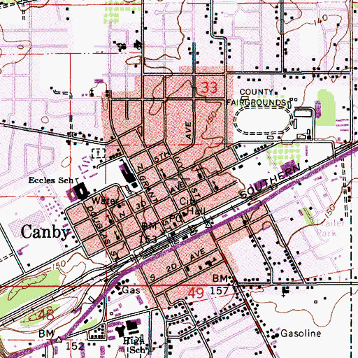 Topographic Map of Calvary Baptist Church, OR