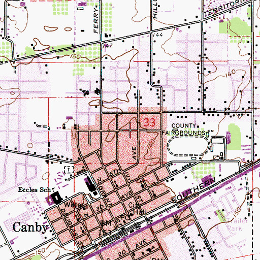 Topographic Map of Christian and Missionary Alliance Church of Canby Oregon, OR