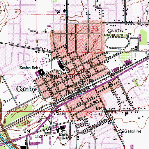 Topographic Map of Southgate Chapel, OR