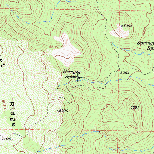 Topographic Map of Hungry Spring, CA