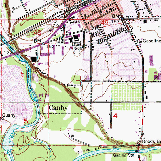 Topographic Map of Church of Jesus Christ of Latter Day Saints Canby, OR