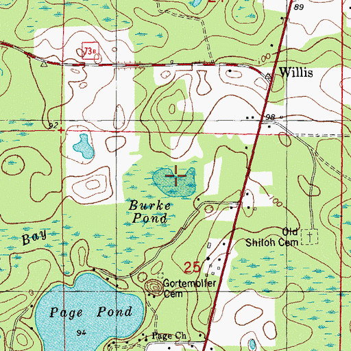 Topographic Map of Burke Pond, FL