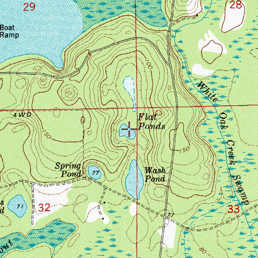Topographic Map of Flat Ponds, FL