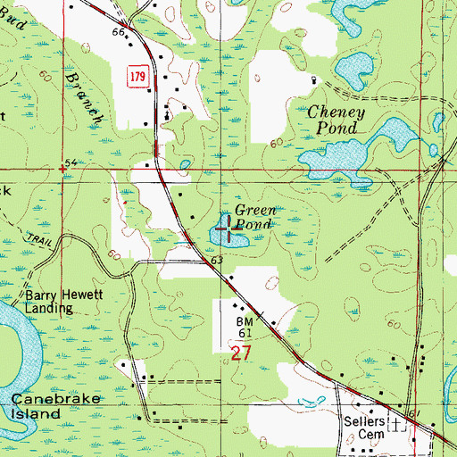 Topographic Map of Green Pond, FL