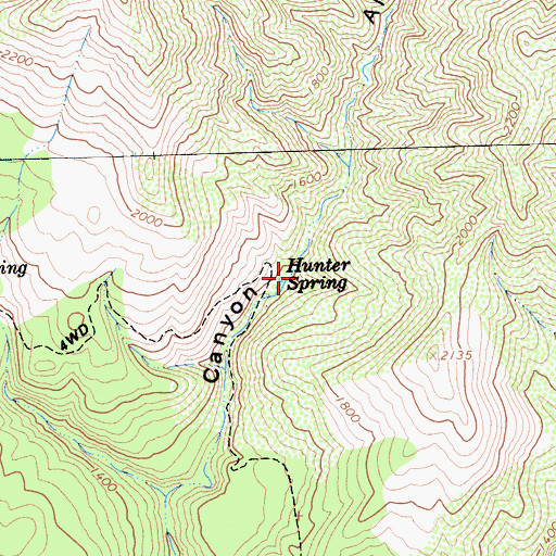 Topographic Map of Hunter Spring, CA