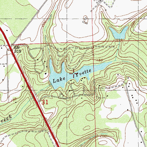 Topographic Map of Lake Yvette, FL