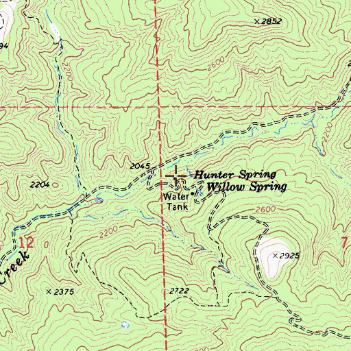 Topographic Map of Hunter Spring, CA