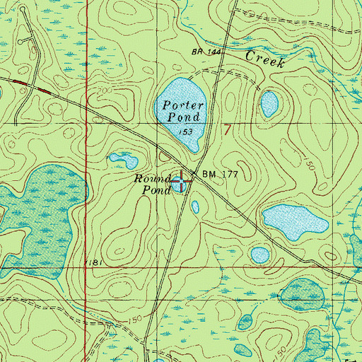 Topographic Map of Round Pond, FL