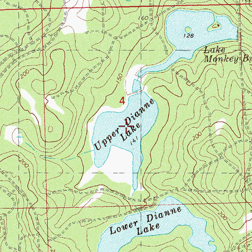 Topographic Map of Upper Dianne Lake, FL