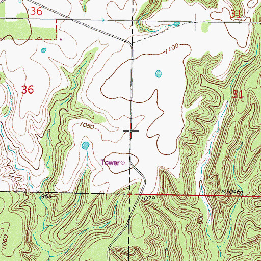 Topographic Map of New Spring Place (historical), OK