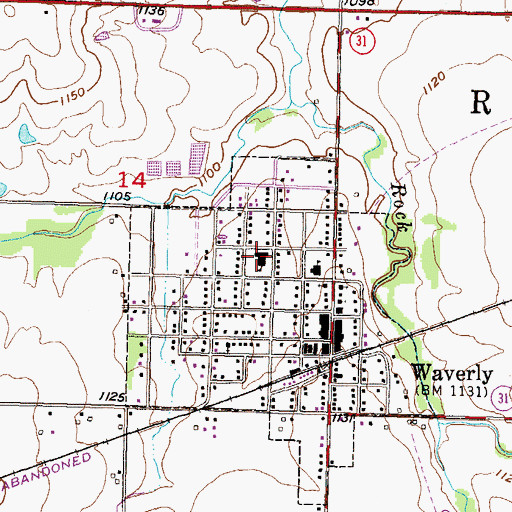 Topographic Map of Waverly Elementary School, KS