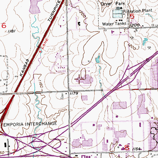 Topographic Map of Emporia High School, KS