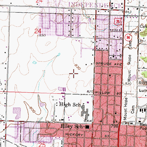 Topographic Map of Eisenhower Elementary School, KS