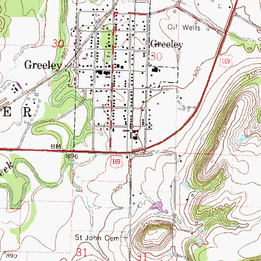 Topographic Map of Saint John Elementary School (historical), KS