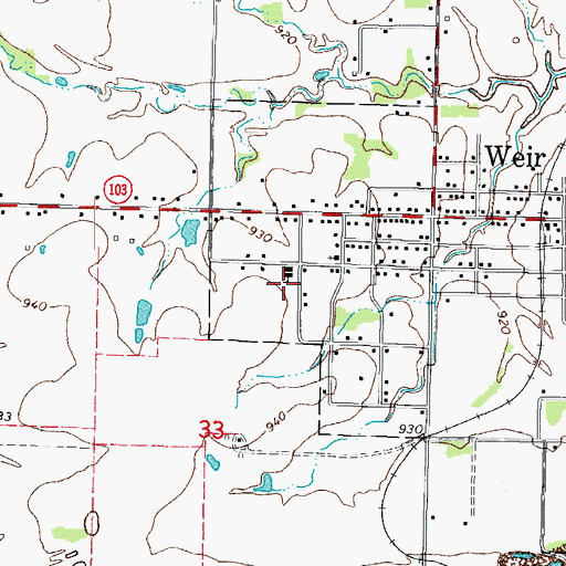 Topographic Map of Weir Elementary School, KS