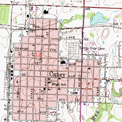 Topographic Map of Lincoln Memorial Elementary School, KS