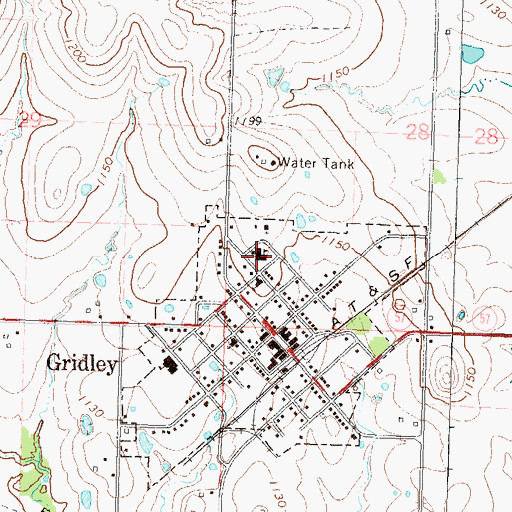 Topographic Map of Gridley Elementary School, KS