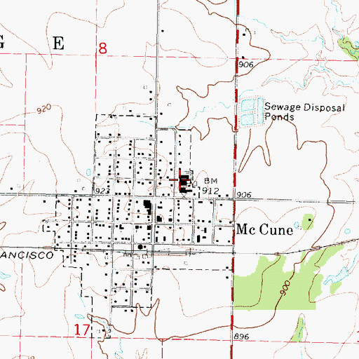 Topographic Map of McCune Elementary School, KS