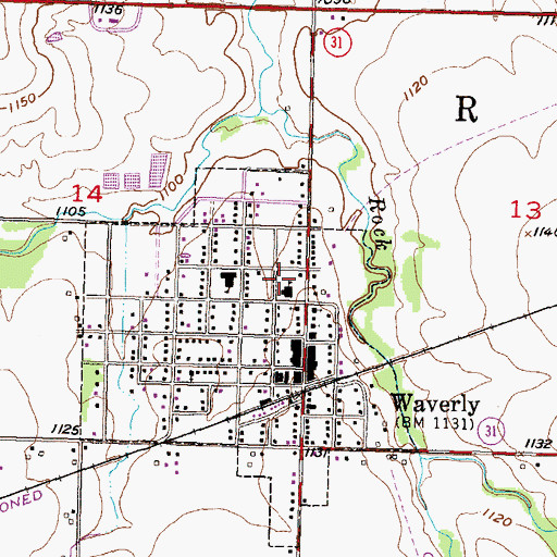 Topographic Map of Waverly Junior / Senior High School, KS