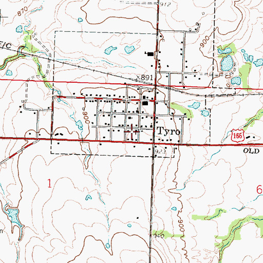 Topographic Map of Tyro Community Christian School, KS