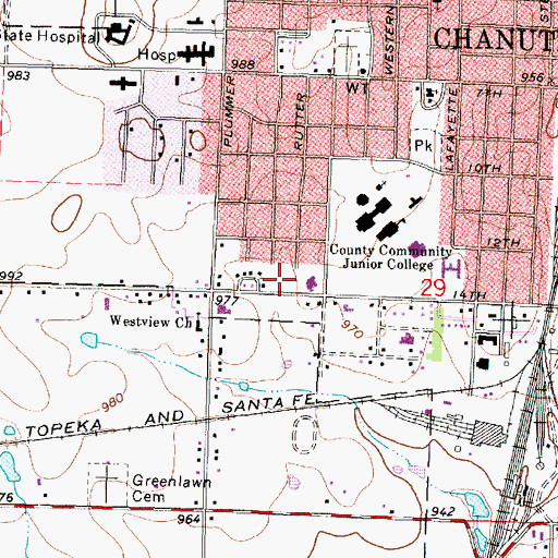 Topographic Map of Chanute Christian Academy, KS