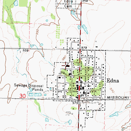 Topographic Map of Edna Grade School, KS