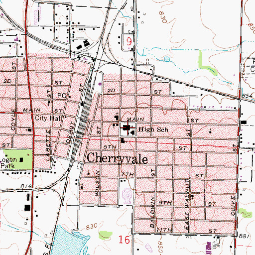 Topographic Map of Lincoln Central Elementary School, KS