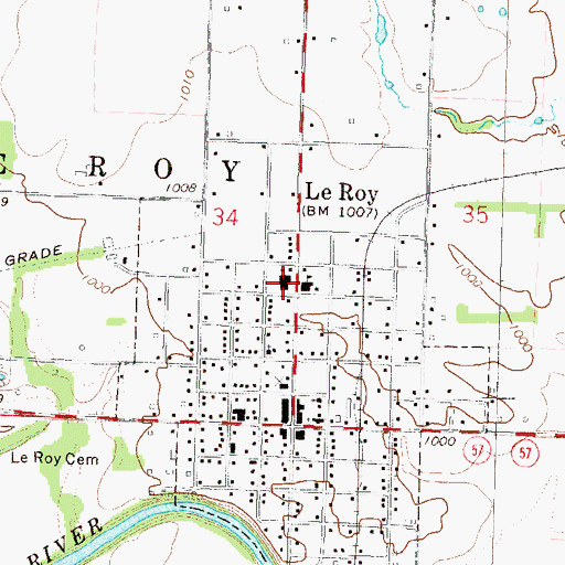 Topographic Map of Southern Coffey County High School, KS