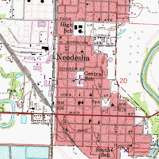 Topographic Map of Heller Elementary School, KS