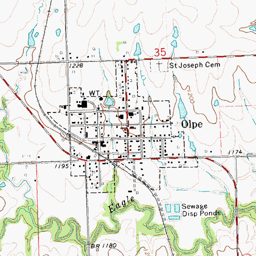 Topographic Map of Saint Joseph's School, KS