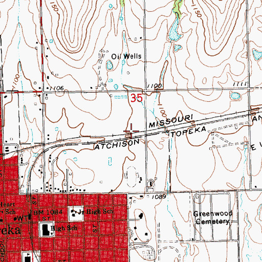 Topographic Map of Marshall Elementary School, KS