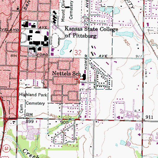 Topographic Map of Bevan Education Center, KS