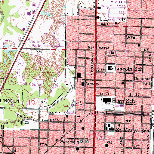 Topographic Map of Pittsburg Adult Education Center, KS