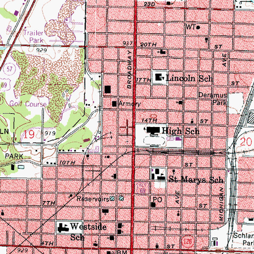 Topographic Map of Crawford County Learning Center, KS