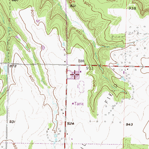 Topographic Map of Prairie View High School, KS