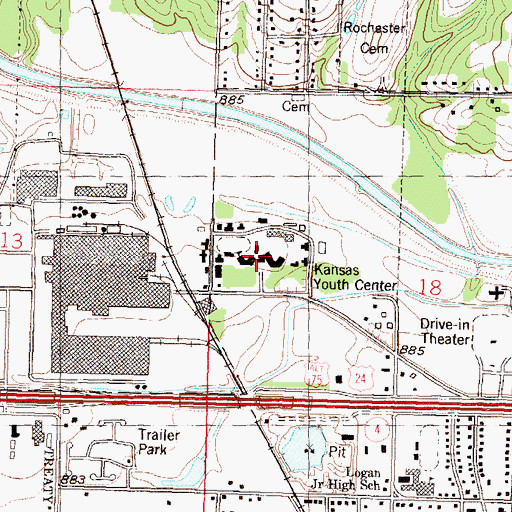 Topographic Map of Lawrence Gardner High School Topeka, KS