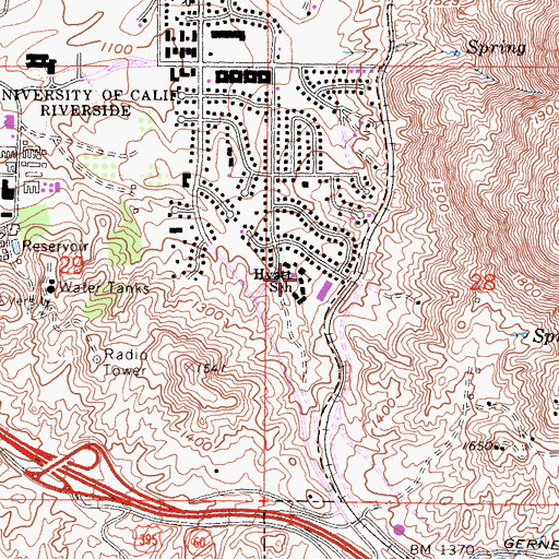Topographic Map of Hyatt Elementary School, CA