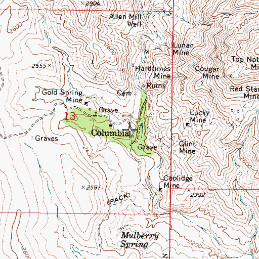 Topographic Map of Columbia, AZ