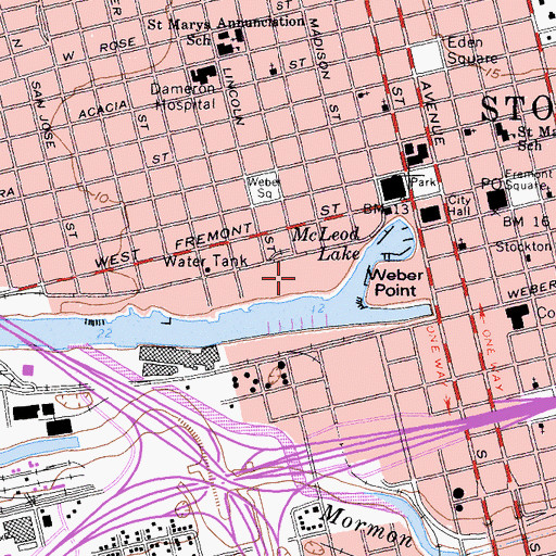 Topographic Map of Banner Island Ballpark, CA